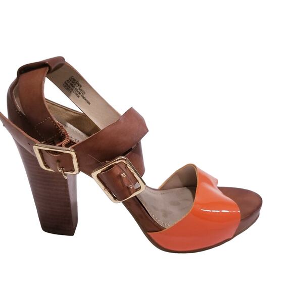 Kenneth Cole Reaction Cool Daze Colorblock Block Heels Strappy Sandals - Picture 1 of 10